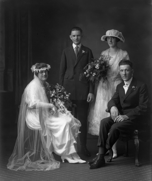 Luft, Irene; Fred; 2 unknowns wedding party